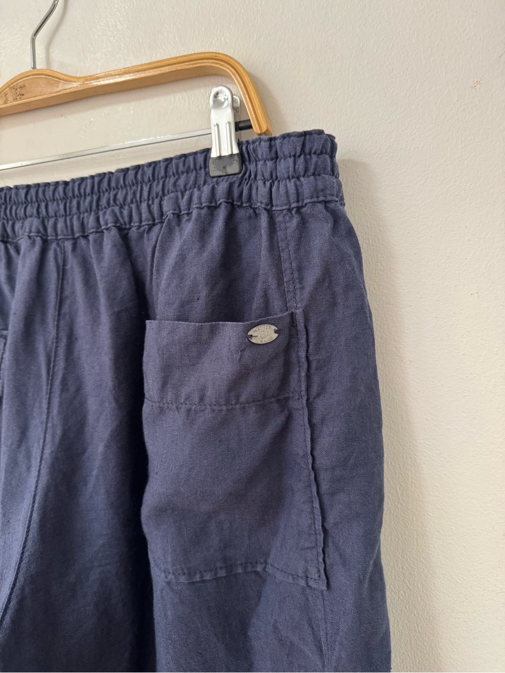 MAT DE MISAINE wide pull on linen pants navy size LARGE / 12 - Picture 5 of 9